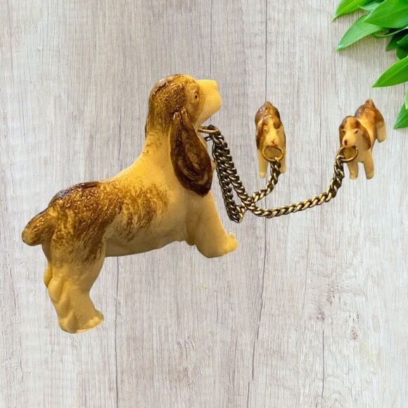 Vintage Tiny Dog Figurines Mom and Puppies Occupied Japan Cocker Spaniel - Picture 4 of 9